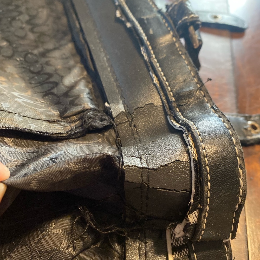 Upcycled Coach Satchel washed and leather added. - Picture 15 of 16